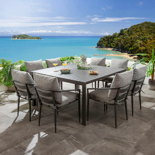 Mia & Atlas 8 Seater Extendable Outdoor Garden Dining Set Grey Aluminium