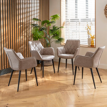 Quatropi Mia Carver Dining Chair with Arms Light Grey