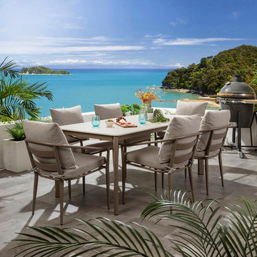 Quatropi Mia & Pharos 6 Seater Outdoor Garden Dining Set Cream & Beige Aluminium