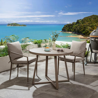 Quatropi Mia & Sun 2 Seater Round Outdoor Garden Dining Set Cream & Beige Aluminium