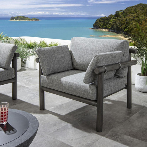 Mia Wood Effect Aluminium Garden Armchair Smoke Grey