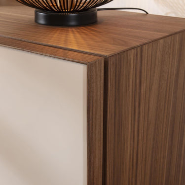 Quatropi Mid Century Modern Sideboard Large 4 Door Buffet Walnut White 180cm
