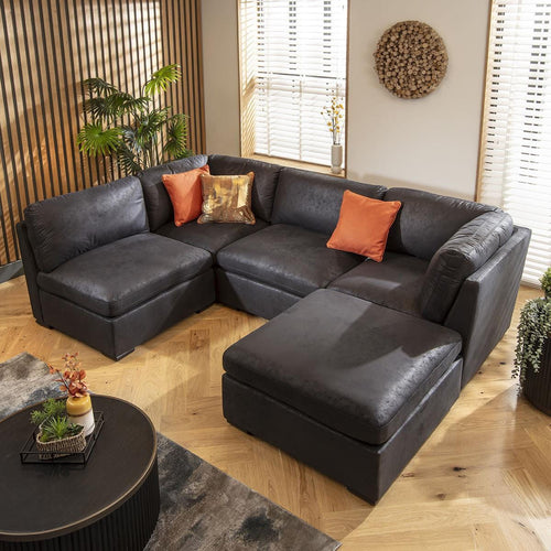 Mikey 4 Seater Corner Sofa Black 285x190cm 3R