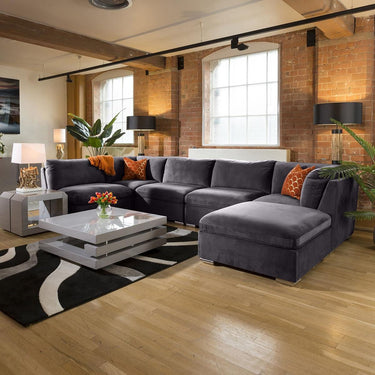 Quatropi Mikey 6 Seater U-Shape Sofa Dark Grey 380x190cm 6R