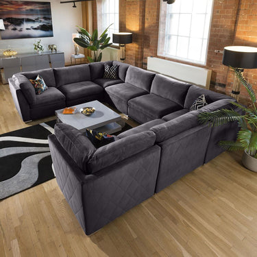Quatropi Mikey 8 Seater U-Shape Sofa Dark Grey 380x285cm 11