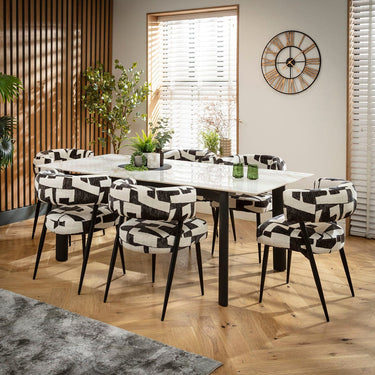 Quatropi Mila & Cain 6 Seater Extendable Dining Set Black & White Ceramic