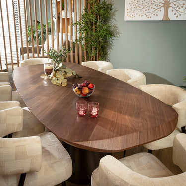 Quatropi Mila & Phoenix Large Modern 8 Seater Dining Set Cream & Walnut