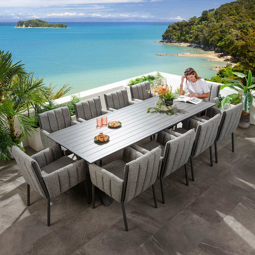 Milano & Star 10 Seater Outdoor Garden Dining Set Smoke & Grey Aluminium