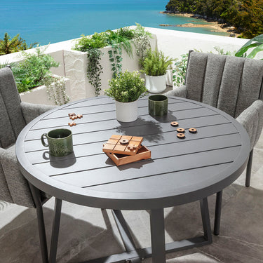 Quatropi Milano & Sun 2 Seater Round Outdoor Garden Dining Set Smoke & Grey
