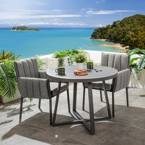 Milano & Sun 2 Seater Round Outdoor Garden Dining Set Smoke & Grey
