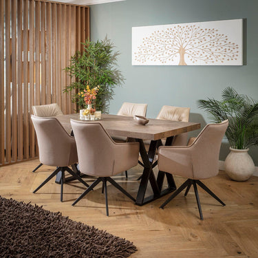 Quatropi Millie & Glasgow Wooden 6 Seater Dining Set Cream & Reclaimed Oak
