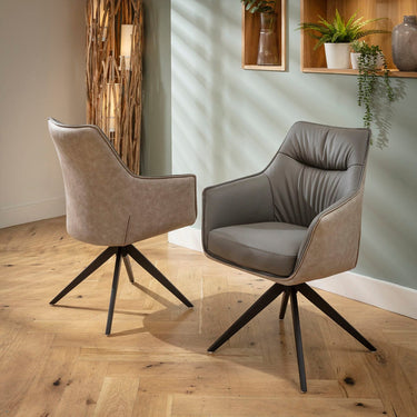 Quatropi Millie & Rudie 8 Seater Round Extendable Dining Set Grey & Black-Veined White Ceramic