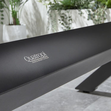 Quatropi Modern 10 Seat Outdoor Garden Dining Table Cross X-Leg Metal Grey 260cm