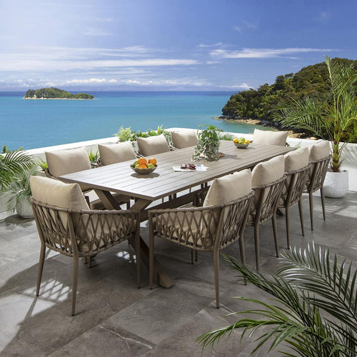 Verity & Star 10 Seater Outdoor Garden Dining Set Aluminium Beige