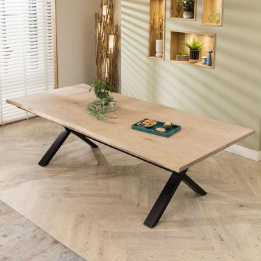 Quatropi Modern 10 Seater Solid Wooden Dining Table Live Edge Metal Leg 260cm