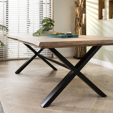 Quatropi Modern 10 Seater Solid Wooden Dining Table Live Edge Metal Leg 260cm