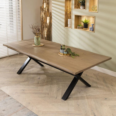 Quatropi Modern 10 Seater Solid Wooden Dining Table Live Edge Stained 260cm