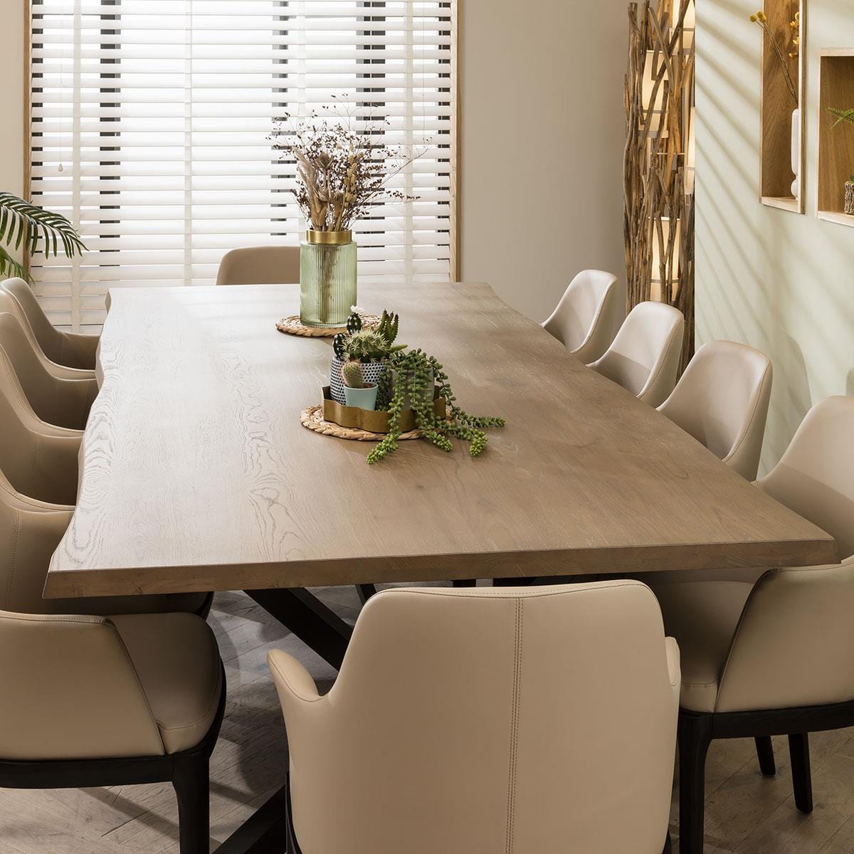 260cm Modern 10 Seater Solid Wooden Dining Table Live Edge Stained 260cm ...