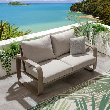 Quatropi Modern 2 Seater Aluminium Outdoor Garden Sofa Cream 160cm