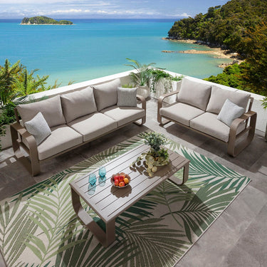Quatropi Modern 2 Seater Aluminium Outdoor Garden Sofa Cream 160cm