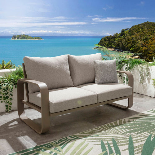 Freddy 2 Seater Aluminium Outdoor Garden Sofa Latte Cream 160cm