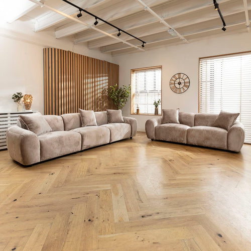 Maddie 2 & 3 Seater Sofa Set Bubbly Warm Grey Beige 1+2S