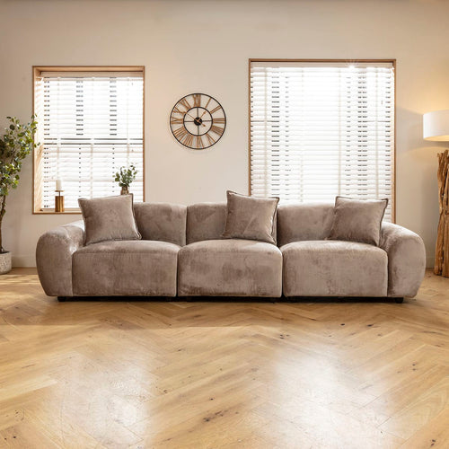 Maddie Modern 3 Seater Sofa Bubbly Warm Grey Beige 312x96cm 1