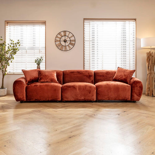Maddie Modern 3 Seater Sofa Fire Orange 312x96cm 1