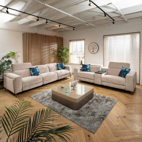 Florance Modern 3 & 2 Seater Recliner Sofa Set with Storage Console Putty Grey
