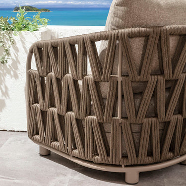 Quatropi Modern 3 Seater Aluminium Outdoor Garden Sofa Brown Rope 189cm