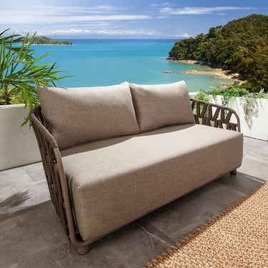 Quatropi Modern 3 Seater Aluminium Outdoor Garden Sofa Brown Rope 189cm