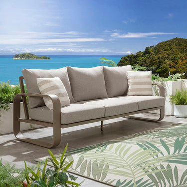 Quatropi Modern 3 Seater Aluminium Outdoor Garden Sofa Cream 230cm