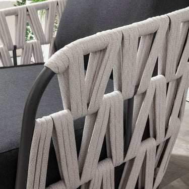 Quatropi Modern 3 Seater Aluminium Outdoor Garden Sofa Light Grey Rope 189cm