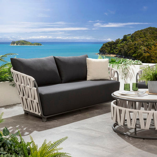 ZigZag 3 Seater Aluminium Outdoor Garden Sofa Mono Rope 189cm