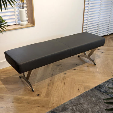 Quatropi Modern 3 Seater Backless Kitchen Dining Bench Seat Grey Leather 150cm
