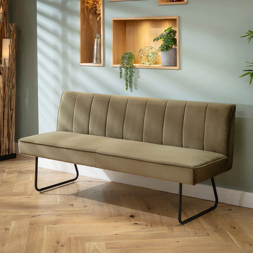 Deco 3 Seater Velvet Dining Bench Olive Green 180cm