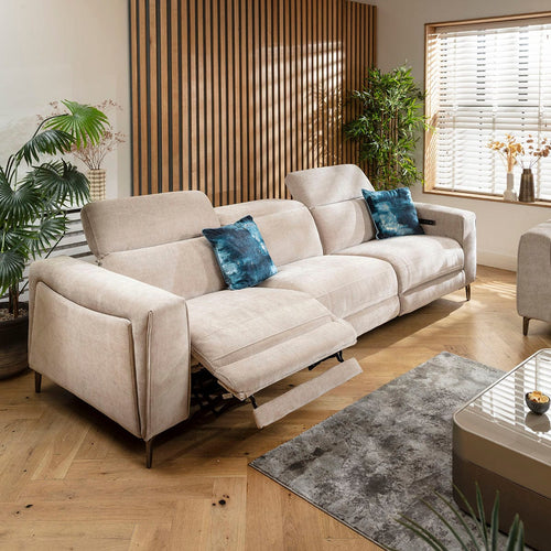Florance Modern 3 Seater Recliner Sofa Putty Grey 292x105cm