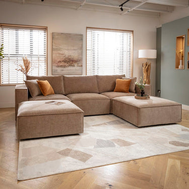 Quatropi Modern 3 Seater Sofa Modular U-Shape Chaise Settee Beige 309x196cm