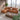Quatropi Modern 3 Seater Tan Leather Sofa and Footstool 309x196cm
