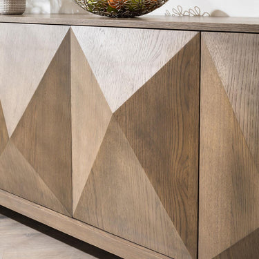 Quatropi Modern 4-Door Sideboard Buffet Unique Geometric Convex Grey Wood 180cm
