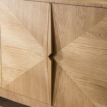 Quatropi Modern 4 Door Sideboard Storage Cabinet Natural Oak Wood Pattern 180cm