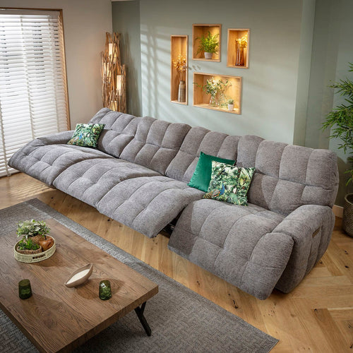 Luca Modern 4 Seater Quad Electric Recliner Sofa Charcoal Chenille 370cm 16R2