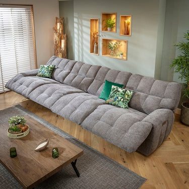 Quatropi Modern 4 Seater Electric Recliner Sofa Couch Charcoal Chenille 370cm 16R2