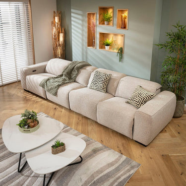 Quatropi Modern 4 Seater Electric Recliner Sofa Settee Couch Beige 358cm 16