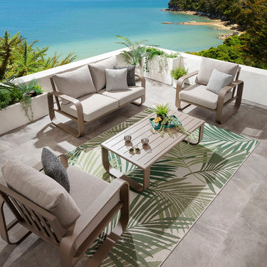 Quatropi Modern 4 Seater Garden Sofa & Armchairs Set with Coffee Table Aluminium Cream
