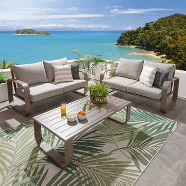Quatropi Modern 4 Seater Garden Sofa Set & Coffee Table Aluminium Cream