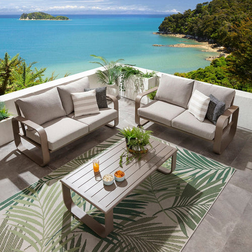 Freddy 4 Seater Aluminium Garden Sofa Set & Coffee Table Latte Cream