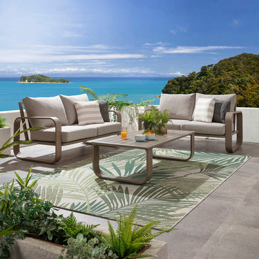 Quatropi Modern 4 Seater Garden Sofa Set & Coffee Table Aluminium Cream