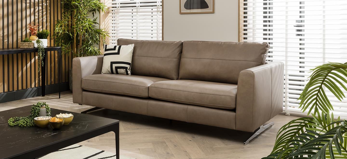 Quatropi Modern 4 Seater Leather Sofa - Premium Real Leather Custom Options - 221cm
