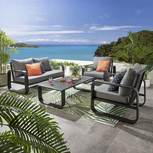 Freddy 4 Seater Outdoor Garden Sofa & Armchair Set Slate